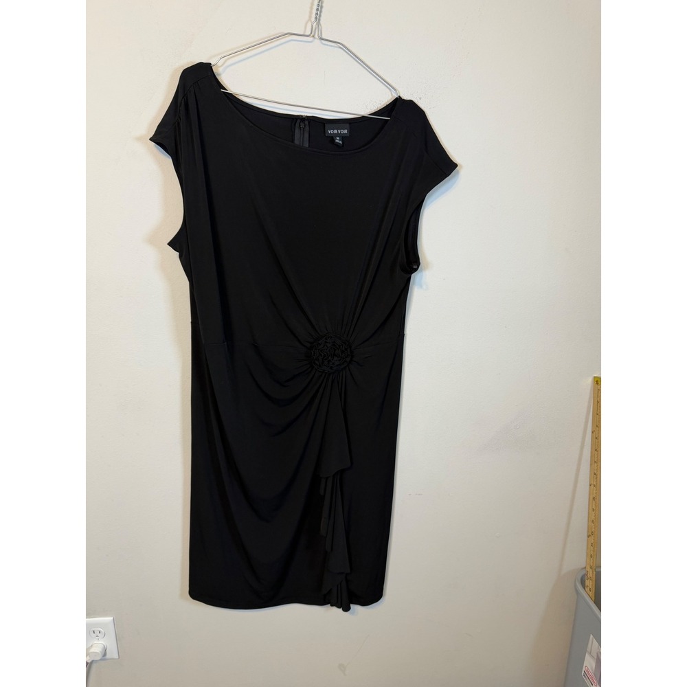 Voir Voir Womens Dress Rosette Ruched Accent Black Size 16